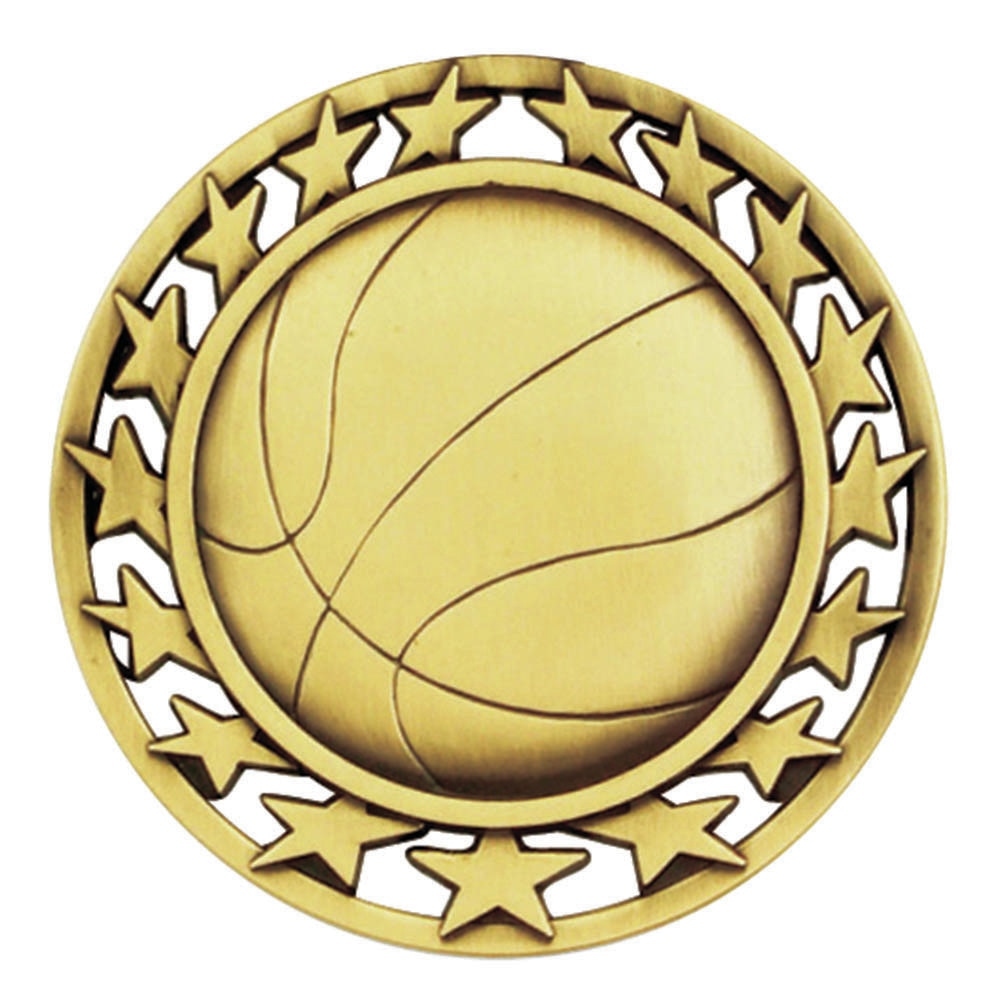 3-D Gold Basketball Medals